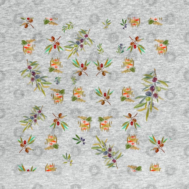 Watercolour olive seamless pattern by shikita_a